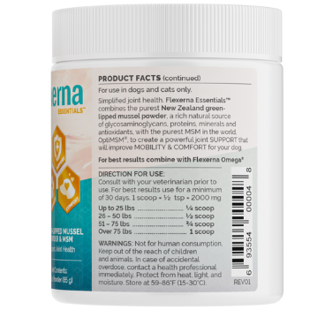 Flexerna Essentials Green-Lipped Mussel and MSM Powder Supplement dose